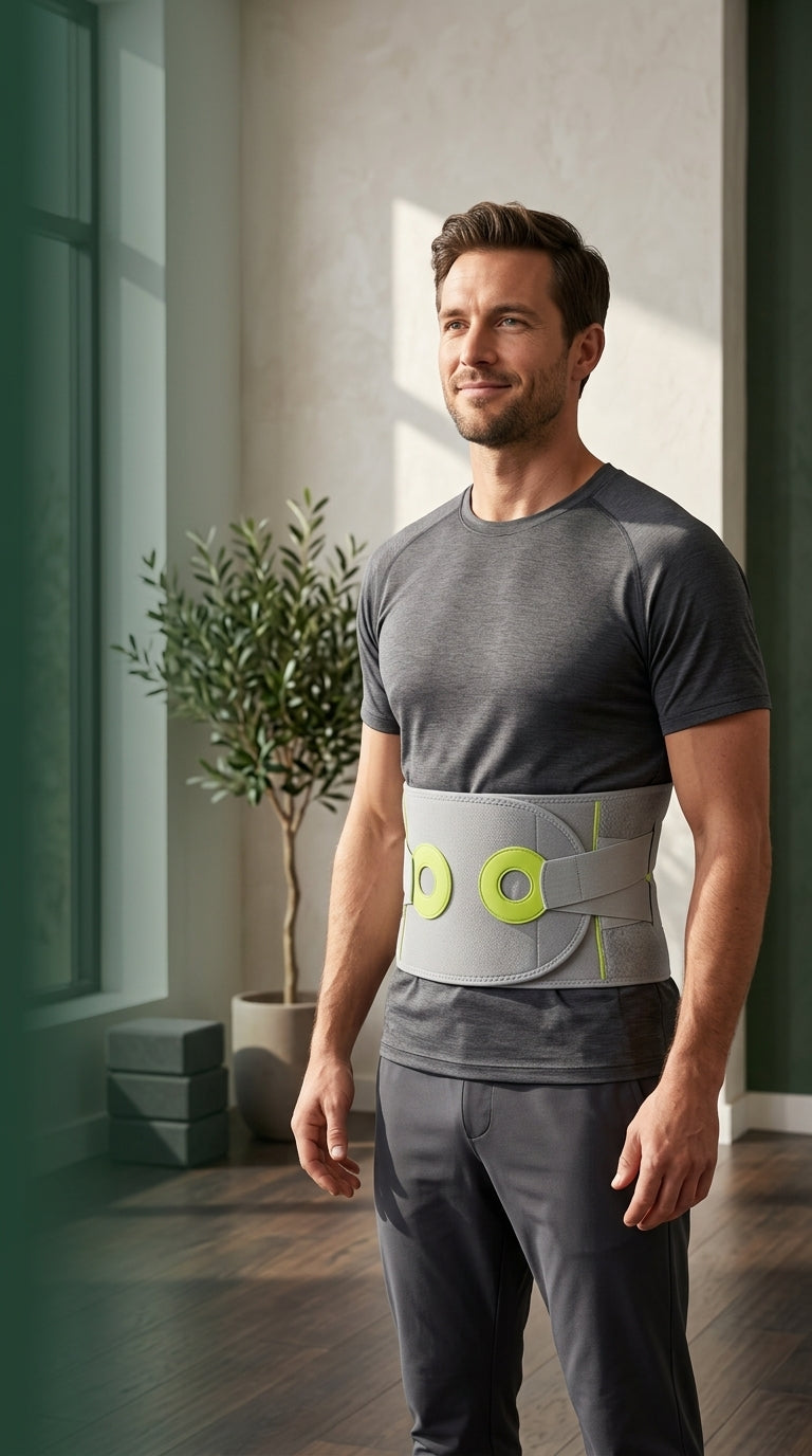 FlexBack Pro lumbar support belt worn over activewear